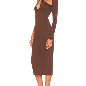 NBD brown midi dress